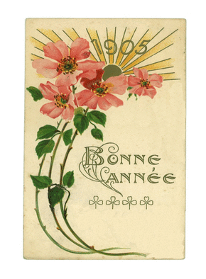 Carte Bonne annee 1905 Carte de voeux 2024 avec des fleurs