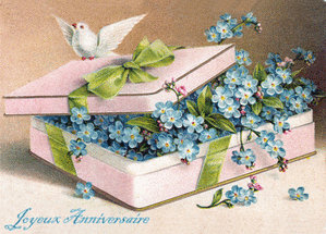 Carte Anniversaire et fleurs bleues Carte anniversaire ancienne
