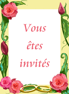 Carte Invitation mariage et cadre fleuri Invitation de mariage