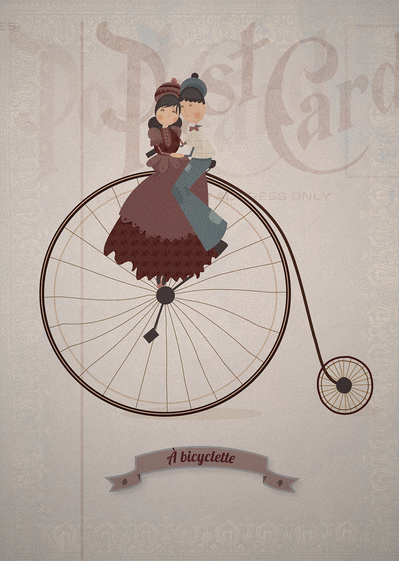 Carte L`amour à bicyclette Carte Saint Valentin humour