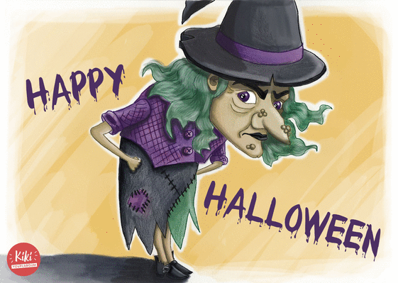 Carte Happy Halloween et horrible sorcière Carte halloween