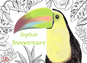 Carte Le joyeux anniversaire du toucan Carte anniversaire animaux
