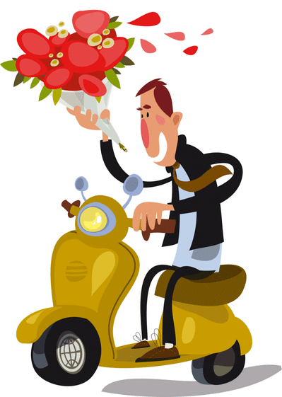 Carte Saint valentin en scooter Carte Saint Valentin humour