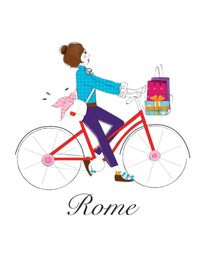 Carte En vélo en Italie Carte postale Italie
