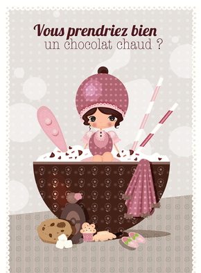 Carte Vous prendriez un chocolat chaud Carte d'invitation divers