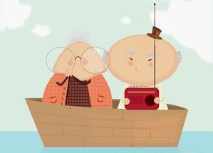 Carte Papi et mamie sont sur un bâteau Carte fête des Grands-pères humour