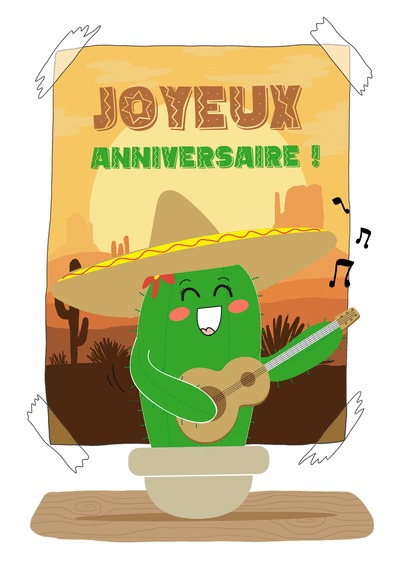 Carte Joyeux anniversaire cactus mexicain Carte anniversaire humour