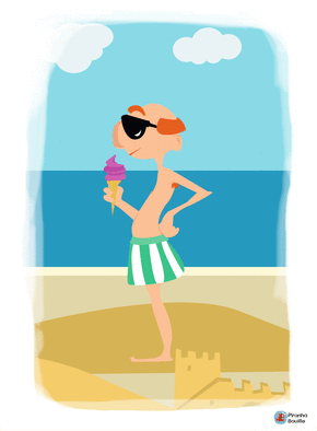 Carte Une bonne glace sur la plage Carte postale d'août et vacances
