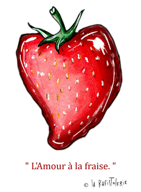 Carte L`amour à la fraise Carte avec coeurs