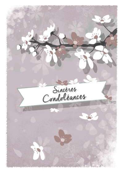 Carte Sincères condoléances douces et pastels Carte condoléances fleurs