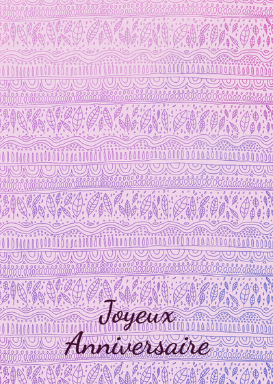 Carte Joyeux anniversaire boho violet Carte anniversaire