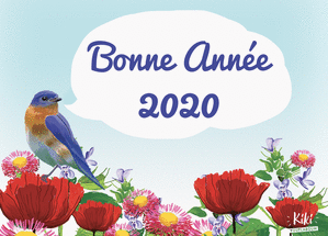 Bonne ann&eacute;e fleurie et petit oiseau
