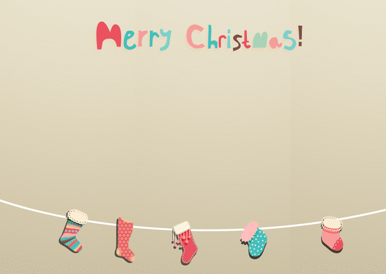 Carte Merry Christmas et les chaussettes de Noël Carte noël personnalisée