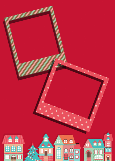 Carte Le petit village de Noël personnalisable Carte noël personnalisée