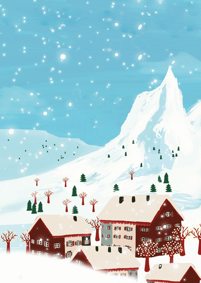 Carte Village de montagne sous la neige Carte de noel