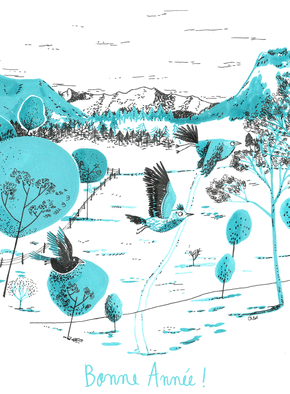 Bonne ann&eacute;e paysage hivernal
