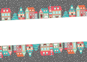 Carte Le village de Noël sous la neige Carte de noel