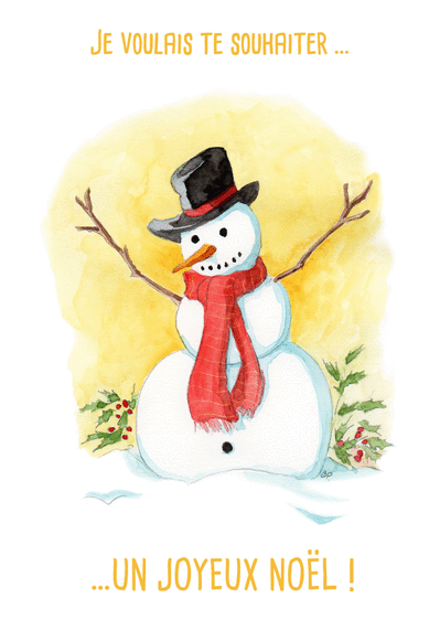 Carte Joyeux Noël joli bonhomme de neige Carte de Noël enfant