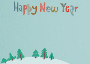 Carte Happy new year et montagnes enneigées Carte de voeux personnalisable 2021