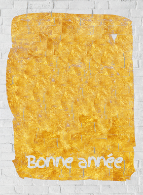 Carte Voeux en peinture dorée sur un mur blanc Carte de voeux personnalisable 2021