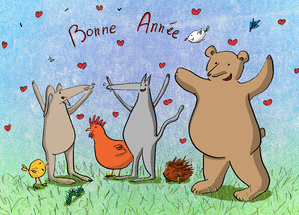 Bonne ann&eacute;e les animaux en coeur