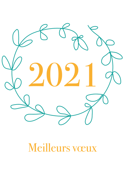 Carte Bonne année florale et minimaliste Carte de voeux Nature 2021