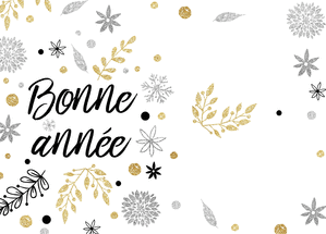 Carte Bonne année 2021 et feuillages pailletés Carte de voeux personnalisable 2021