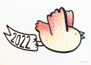 Carte Nouvelle ann&eacute;e tir&eacute;e par un petit oiseau