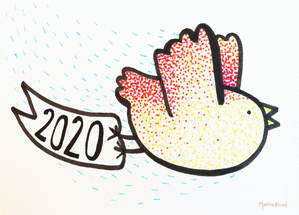 Nouvelle ann&eacute;e tir&eacute;e par un petit oiseau