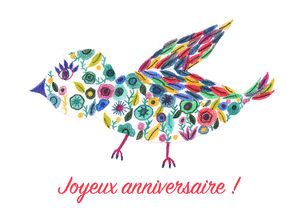 Carte Joyeux anniversaire et petite oiseau coloré Carte anniversaire animaux