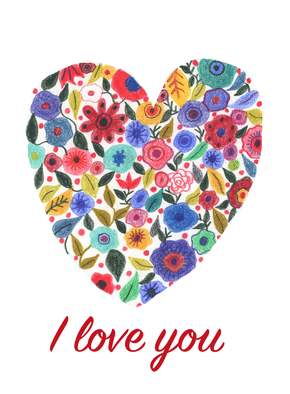 Carte I Love You Coeur De Fleurs Envoyer Une Carte Je T Aime En Plusieurs Langues Des 0 99 Merci Facteur