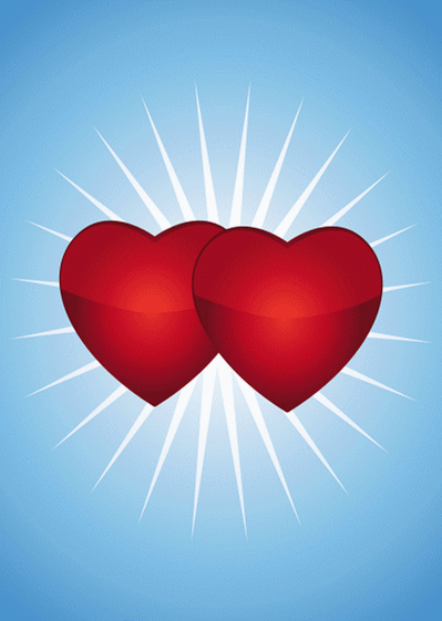 Carte 2 coeurs pour la saint valentin Carte avec coeurs