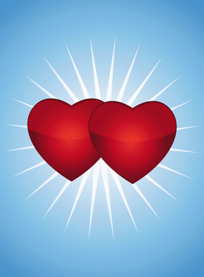 Carte 2 coeurs pour la saint valentin Carte avec coeurs