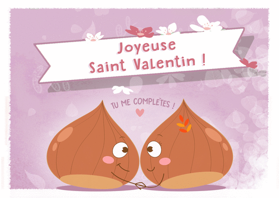 Carte Un amour de chataignes Carte Saint-Valentin mignonne