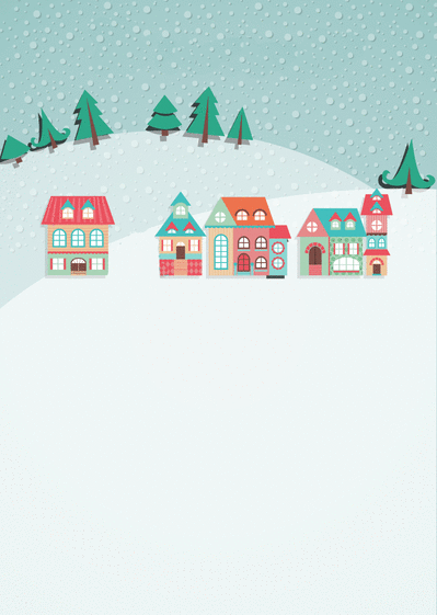 Carte Les maisons perchées sur la montagne Carte de Février et d'hiver