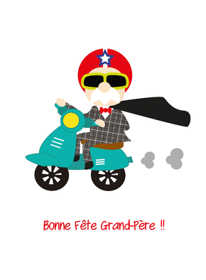Carte Joyeux Anniversaire papy en scooter Carte fête des Grands-pères humour