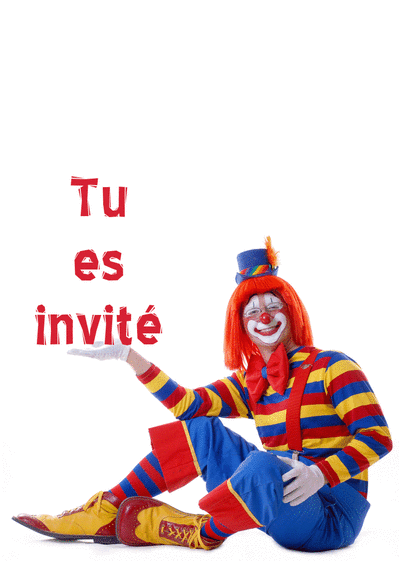 Carte Clown tu es invité à mon anniversaire Invitation anniversaire enfant