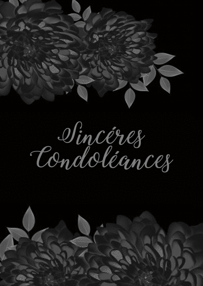 Carte Sincères condoléances design sobre et chrysanthèmes Carte condoléances