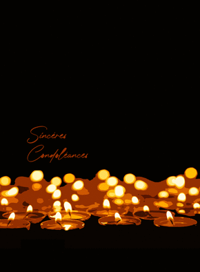 Carte Sincères condoléances et bougies Carte condoléances religieuses