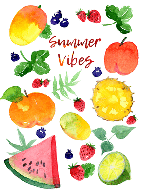 Carte Summer Vibes Carte postale de Juillet et d'été