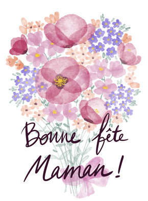 Carte Bonne fête maman bouquet géant Carte fête des mères avec des fleurs