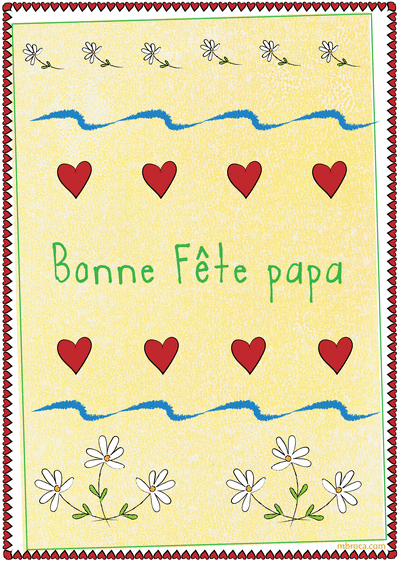 Carte Des coeur et des fleurs pour papa Carte de fête des pères