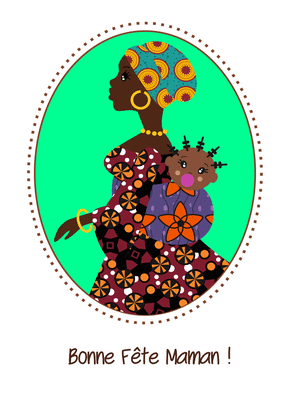Carte Bonne fête maman en wax africain Carte fête des mères