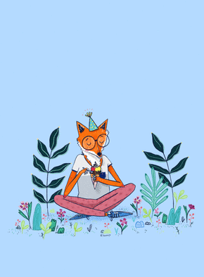 Carte Petit renard mangeur de glace Carte d'animaux