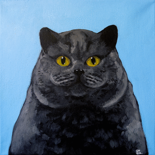 Carte Un gros chat en peinture Carte chat et chaton