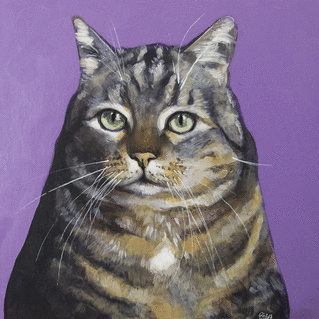 Carte Un chat tigré en peinture Carte chat et chaton