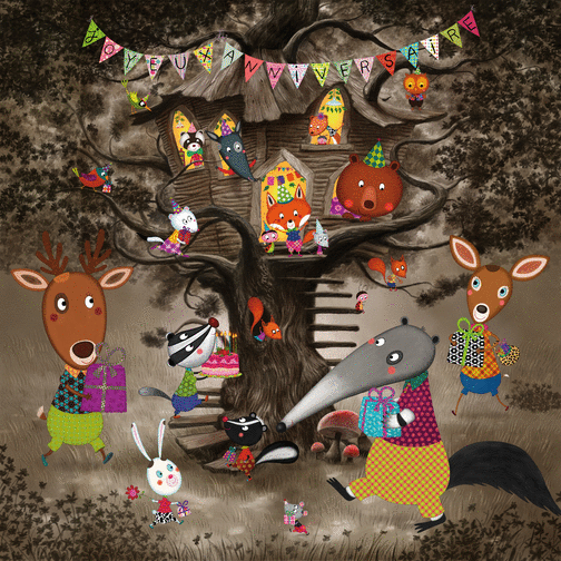 Carte Invitation d`anniversaire dans les arbres Invitation anniversaire enfant