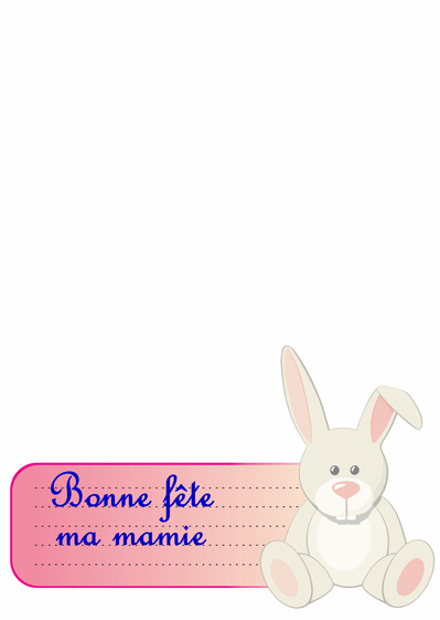 Carte Bonne fete mamie petit lapin Carte personnalisée fête des mamies