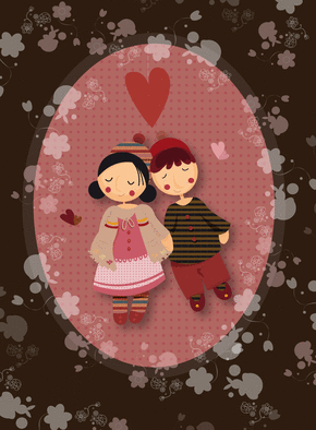 Carte Les petits amoureux en poésie Carte Saint-Valentin mignonne