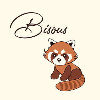 Carte Bisous petit panda roux Carte pour dire bonjour